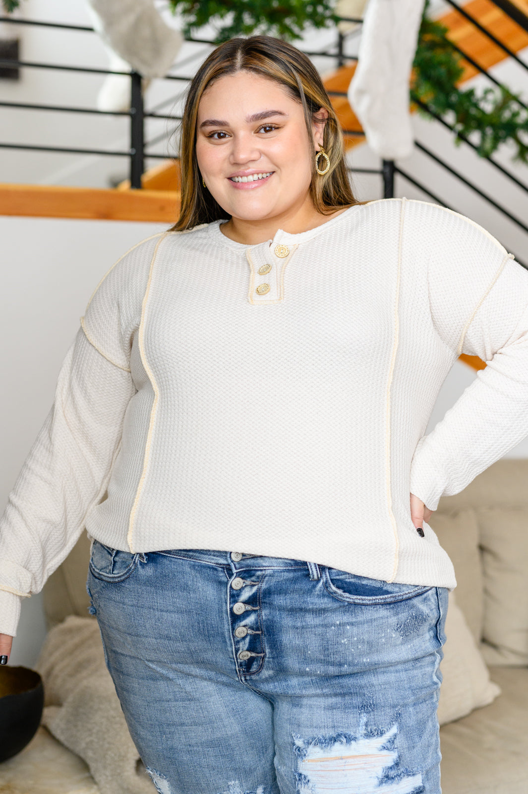 Lean Into Something Cozy Waffle Knit Top