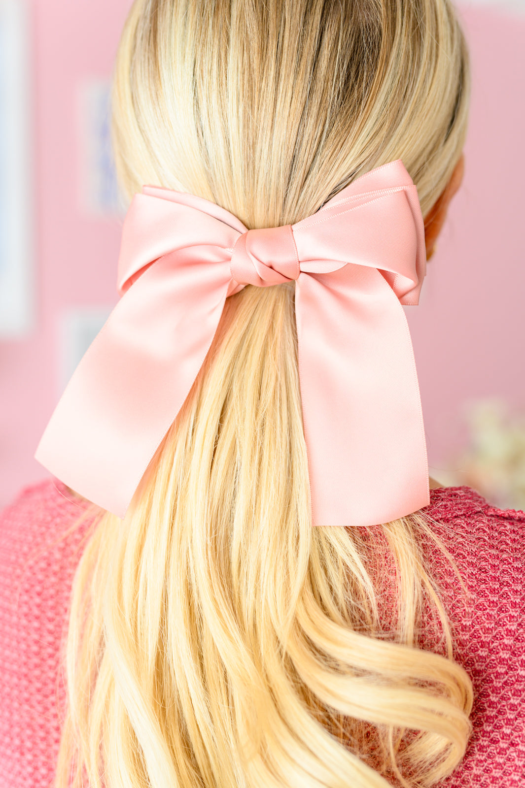 Love Story Satin Bow in Blush
