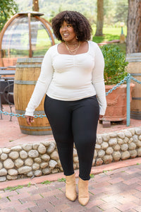 New Connection Long Sleeve Ribbed Top In Ivory