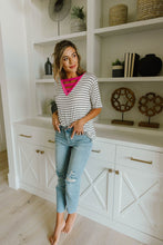 Pink Neon Striped V Top