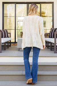 Seeing Patterns Loose Fit Knit Sweater In Cream
