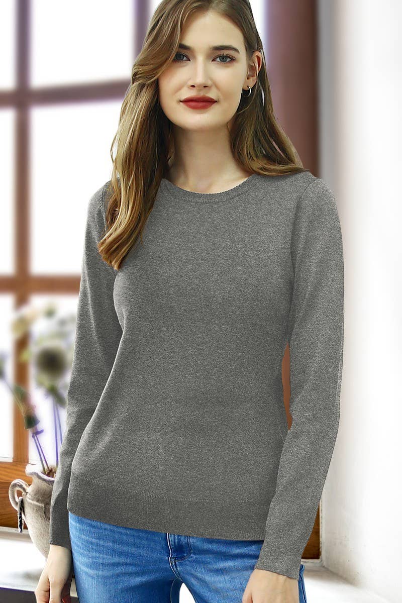 NINEXIS - AWOSWL0199_LONG SLEEVE CREW NECK PULLOVER SWEATER