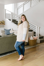 All Talk Ribbed Colorblock Top In Taupe