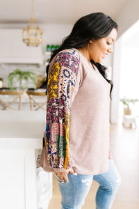 Playful Patchwork Sleeve Blouse