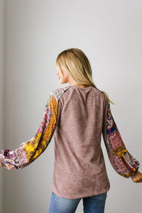 Playful Patchwork Sleeve Blouse